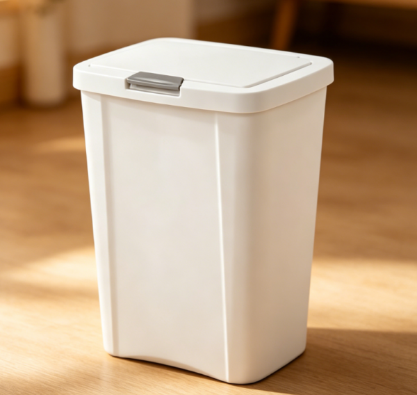 13-gallon touchscreen trash can – white, contactless opening, large capacity for kitchen and home use.