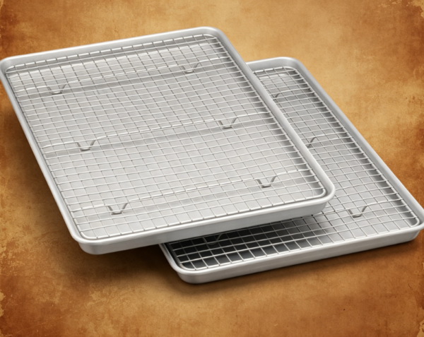 2-Piece Ceramic Non-stick Baking Pan Set – Includes cooling rack, half-pan size, PTFE and PFOA free, dishwasher safe